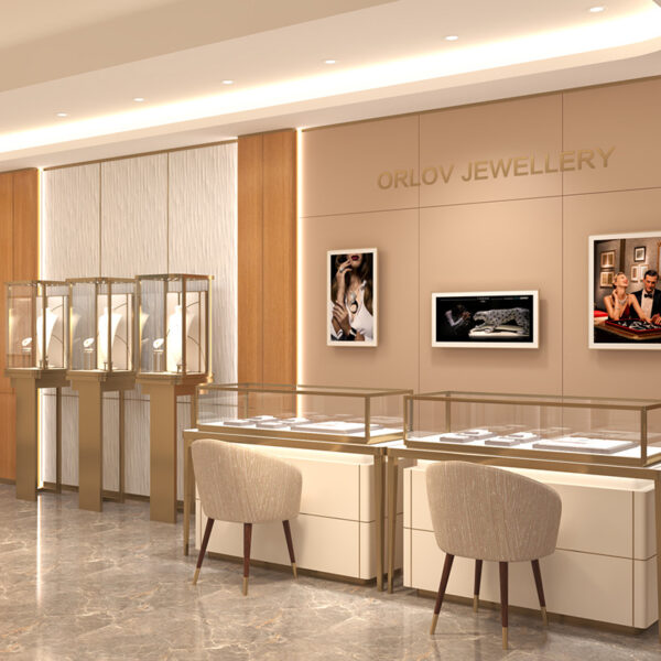 Customized Jewelry Store Display Cabinets Luxury Jewelry Showroom Interior Design for High-End Retail