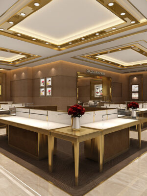 Luxury LED Lighting Glass Jewelry Store Display Cabinet Jewelry Showcase for Sales