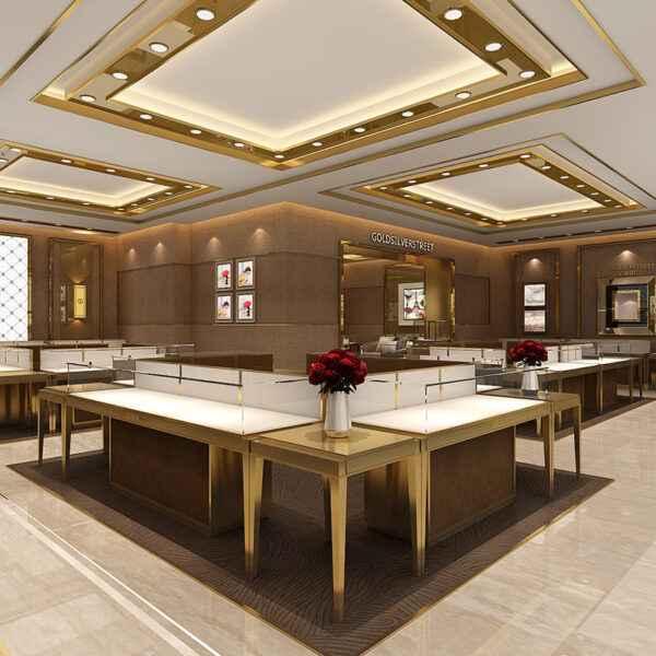 Luxury LED Lighting Glass Jewelry Store Display Cabinet Jewelry Showcase for Sales