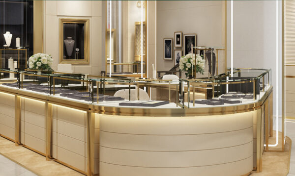 Luxury LED Lighting Glass Jewelry Store Display Cabinet Jewelry Showcase for Sales