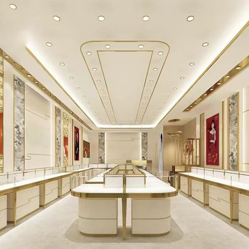 Shop Design Custom Jewellery Display Cabinet Luxury Fine Jewelry Shop Counter