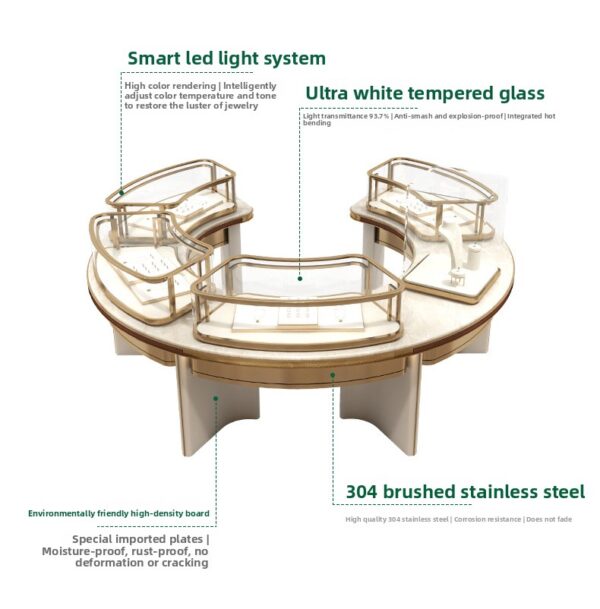 Whole Store Design High Quality Custom Stainless Steel Jewelry Display Cabinet