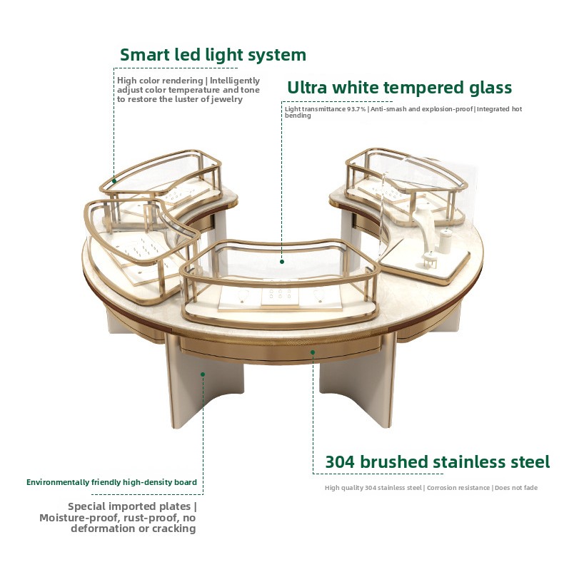 Whole Store Design High Quality Custom Stainless Steel Jewelry Display Cabinet