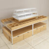 New Style Metal Wood Cosmetic Display Cabinet Makeup Counter Stacking Shelves Supermarket Use