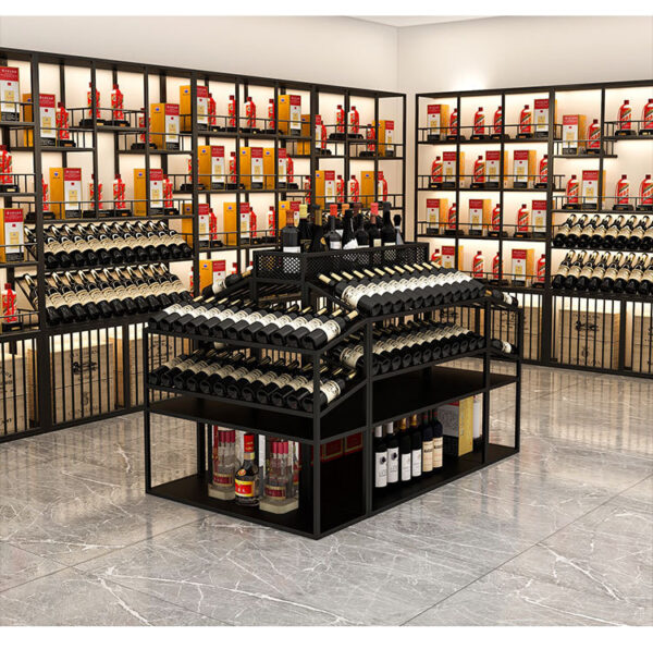 European Style Multi-function High-End Wine Cabinet & Rack with Lights Wine Display Cabinet Supermarket Cabinet