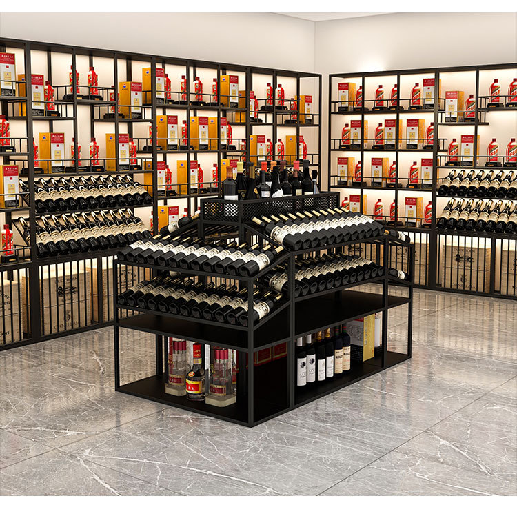 European Style Multi-function High-End Wine Cabinet & Rack with Lights Wine Display Cabinet Supermarket Cabinet