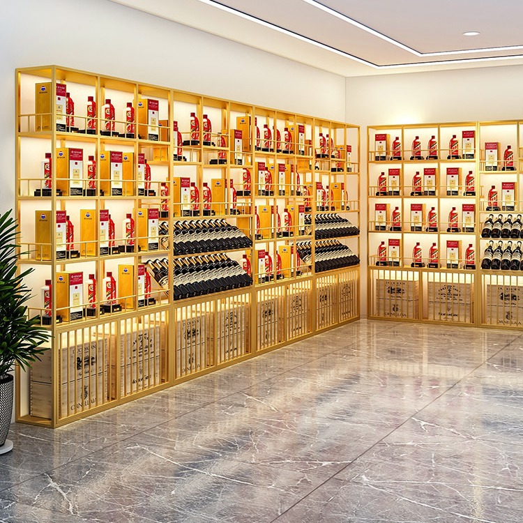 European Style Multi-function High-End Wine Cabinet & Rack with Lights Wine Display Cabinet Supermarket Cabinet