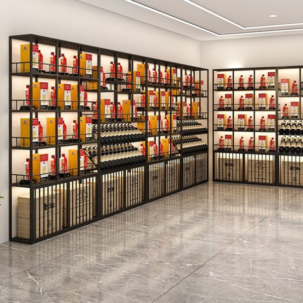 European Style Multi-function High-End Wine Cabinet & Rack with Lights Wine Display Cabinet Supermarket Cabinet