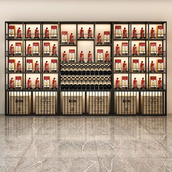 European Style Multi-function High-End Wine Cabinet & Rack with Lights Wine Display Cabinet Supermarket Cabinet
