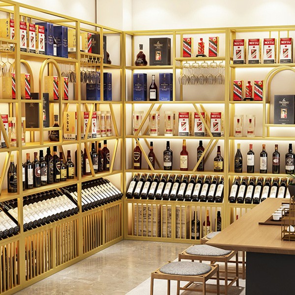 Shop Design Customized Winery Illuminated Wine Racks Cabinets Display Shelf for Foreign Liquor Red Wine Storage Racks