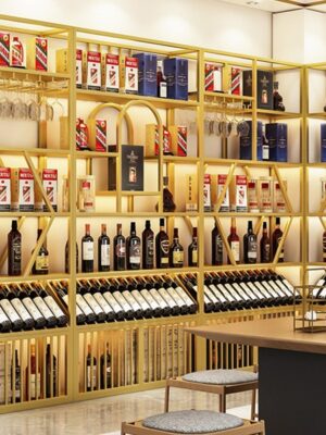 Shop Design Customized Winery Illuminated Wine Racks Cabinets Display Shelf for Foreign Liquor Red Wine Storage Racks