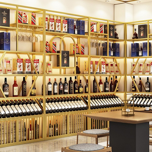 Shop Design Customized Winery Illuminated Wine Racks Cabinets Display Shelf for Foreign Liquor Red Wine Storage Racks