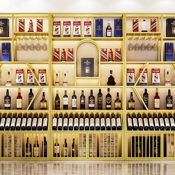 Shop Design Customized Winery Illuminated Wine Racks Cabinets Display Shelf for Foreign Liquor Red Wine Storage Racks