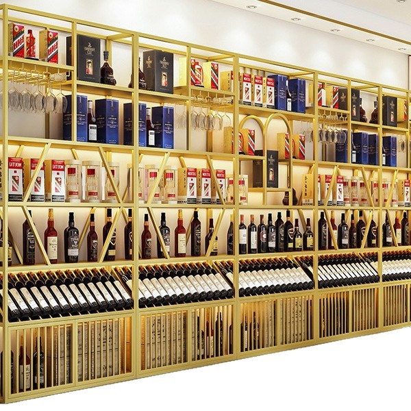 Shop Design Customized Winery Illuminated Wine Racks Cabinets Display Shelf for Foreign Liquor Red Wine Storage Racks
