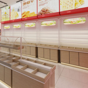 Shop Design Custom Dried Fruit Fried Shelf Supermarket Snacks Candy Cake Display Cabinet Nut Island Display Cabinets