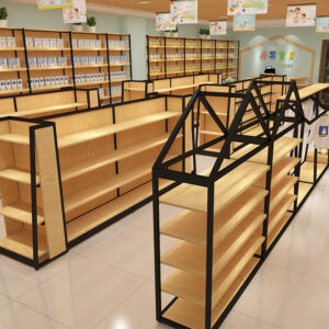 photobank (65) Maternal Infant Supermarket Shelf Hanging Dual-purpose Diaper Display Rack Pregnant Infant Children's Shelf Store Design
