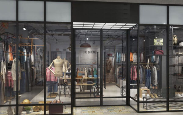 Modern Industrial Style Clothing Store Shelf Display Cabinet Whole Shop Customizable Design