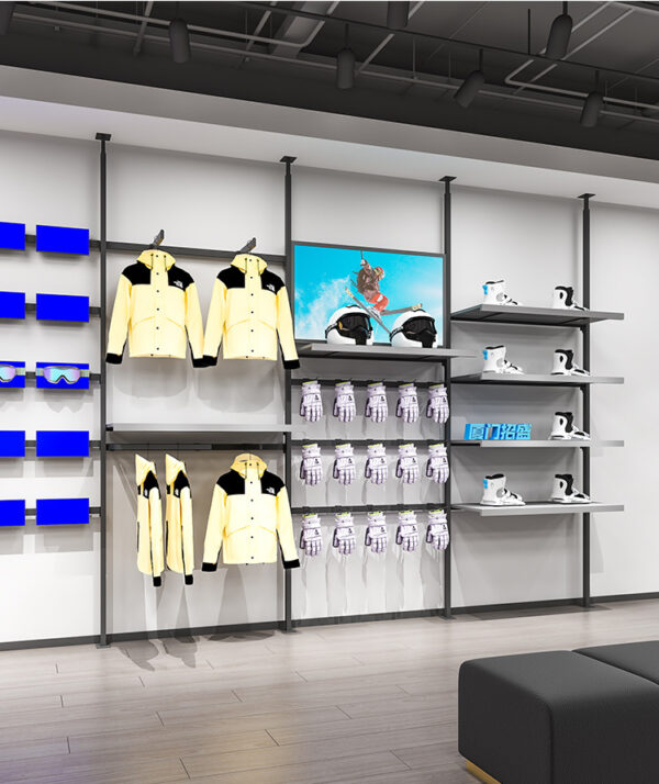 Customized Modern Metal Wall Mounted Shoe Display Rack Store Design Rotating Showroom for Retail Shop