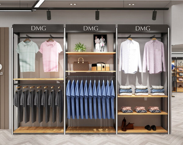 Clothes Store Design High-end Customized Clothing Display Rack Display Cabinets for Men's Business Clothes