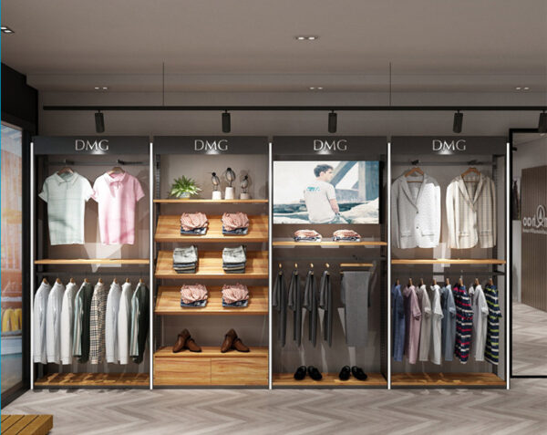 Clothes Store Design High-end Customized Clothing Display Rack Display Cabinets for Men's Business Clothes