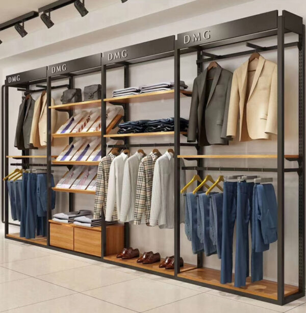 Clothes Store Design High-end Customized Clothing Display Rack Display Cabinets for Men's Business Clothes