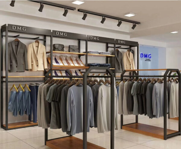 Clothes Store Design High-end Customized Clothing Display Rack Display Cabinets for Men's Business Clothes