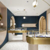Shop Design High-end Luxury Jewelry Display Cabinet with LED Light Gold/Blue/White Colors Bright Surface Finish