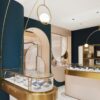 Shop Design High-end Luxury Jewelry Display Cabinet with LED Light Gold/Blue/White Colors Bright Surface Finish