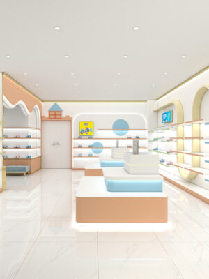 Custom Shoes Bags Display Cabinet Display Racks Special-shaped Arc Design Whole Store Design Shelf Display Showcases