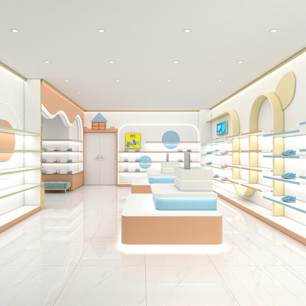 Custom Shoes Bags Display Cabinet Display Racks Special-shaped Arc Design Whole Store Design Shelf Display Showcases