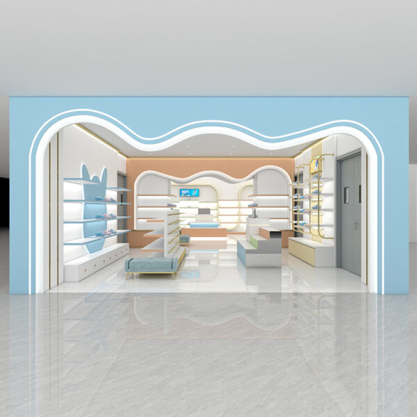 Custom Shoes Bags Display Cabinet Display Racks Special-shaped Arc Design Whole Store Design Shelf Display Showcases