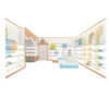 Custom Shoes Bags Display Cabinet Display Racks Special-shaped Arc Design Whole Store Design Shelf Display Showcases