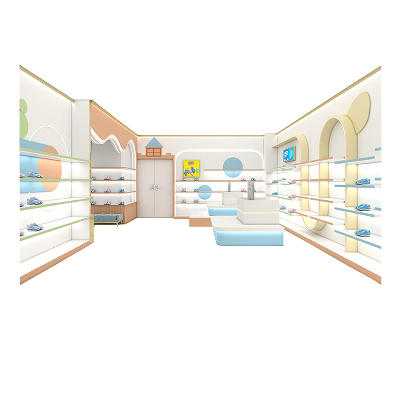 Custom Shoes Bags Display Cabinet Display Racks Special-shaped Arc Design Whole Store Design Shelf Display Showcases