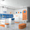 Custom Children's Shoe Display Cabinet for Shoe Stores Colorful Shaped Arc Design Floor-Standing Painted Display Shelf Showcases