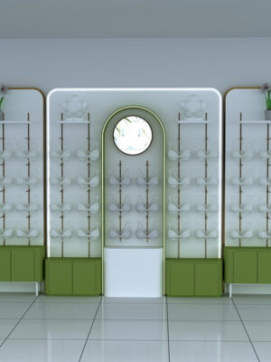 Lingerie Custom Display Cabinet Bra Showcase Curved Green & White Company Showroom Underwear Store Clothing Apparel Display Rack