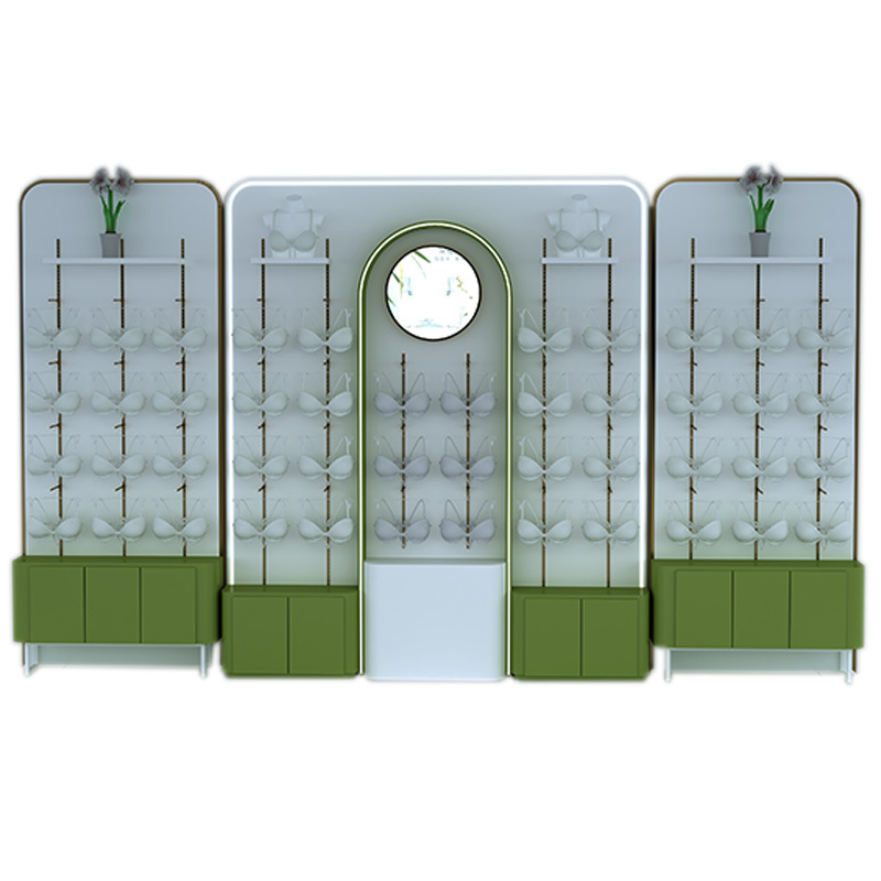 Lingerie Custom Display Cabinet Bra Showcase Curved Green & White Company Showroom Underwear Store Clothing Apparel Display Rack