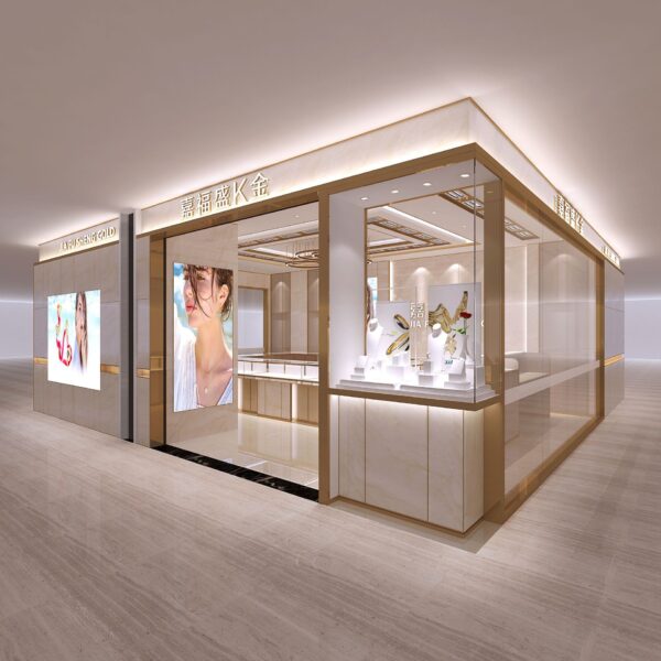 Whole Store Design High-end Department Jewelry Gold Display Cabinet Background Wall Props Lighting Integrated Design