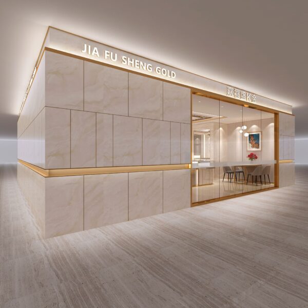 Whole Store Design High-end Department Jewelry Gold Display Cabinet Background Wall Props Lighting Integrated Design