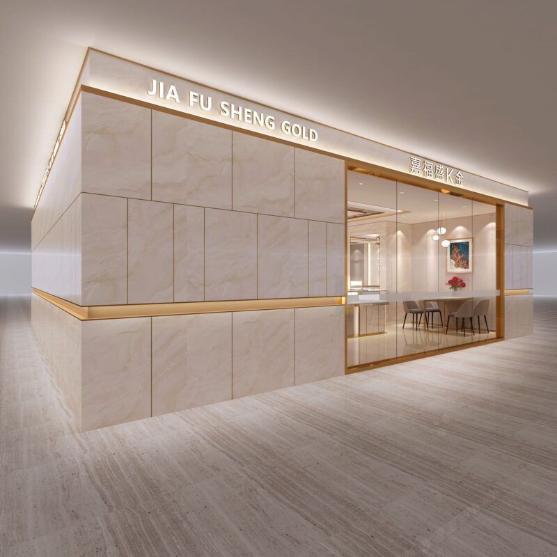 Whole Store Design High-end Department Jewelry Gold Display Cabinet Background Wall Props Lighting Integrated Design