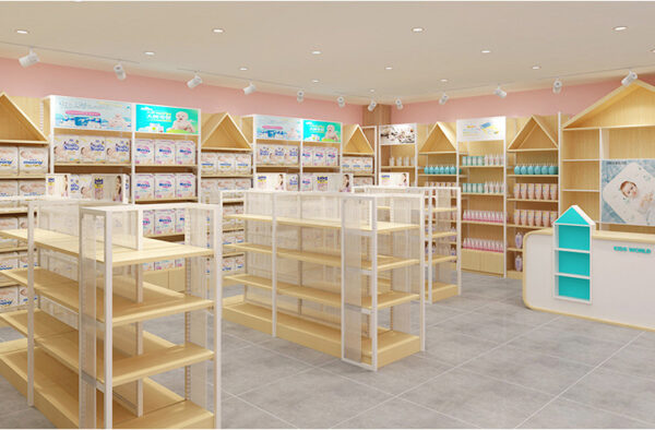 Customized Mother and Baby Store Shelves Storage Racks Multi-layer Milk Powder Diapers Side Cabinets Island Flow Tables