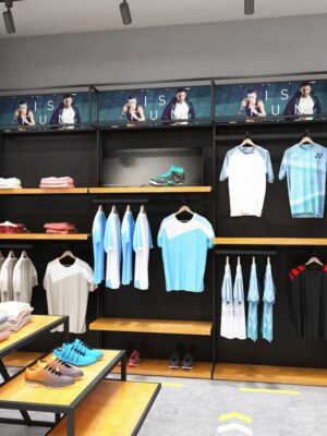 0310-1-1 Clothing Store Design Custom Display Rack Floor Standing Hanging Rack Display Shelf Exhibition Display Stand