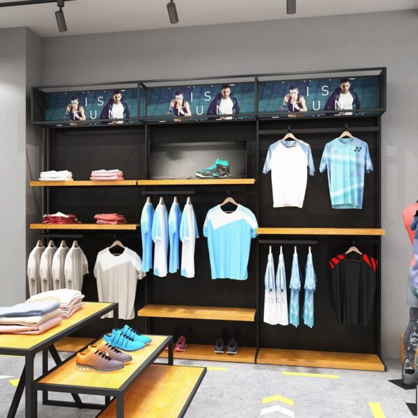 Clothing Store Design Custom Display Rack Floor Standing Hanging Rack Display Shelf Exhibition Display Stand