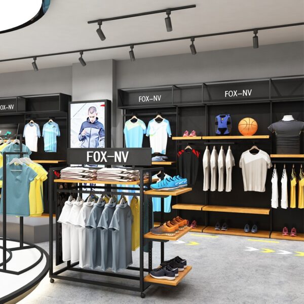 Clothing Store Design Custom Display Rack Floor Standing Hanging Rack Display Shelf Exhibition Display Stand