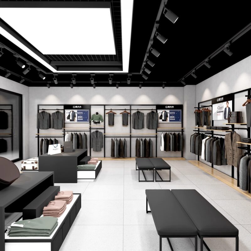 Store Design Custom Men's Clothing Brand Store Display Rack High-end Clothing Display Rack Iron Thickened Wall Display Rack