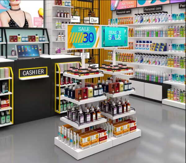 Modern Eco-Friendly for Custom Design Cosmetics Skin Care Beauty Salon Display Cabinet Metal Tiered Shelf for Maternal Baby