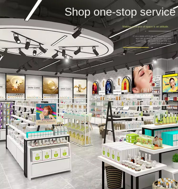 Modern Eco-Friendly for Custom Design Cosmetics Skin Care Beauty Salon Display Cabinet Metal Tiered Shelf for Maternal Baby