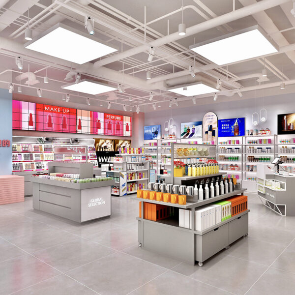 Custom Modern for Eco-Friendly Metal Cosmetics Skin Care Products Display Cabinet Counter Beauty Salon Perfume Baking