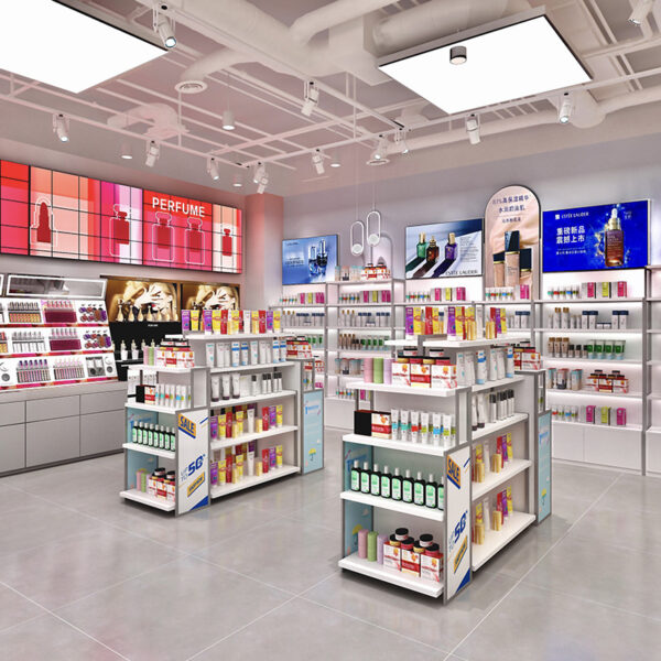 Custom Modern for Eco-Friendly Metal Cosmetics Skin Care Products Display Cabinet Counter Beauty Salon Perfume Baking