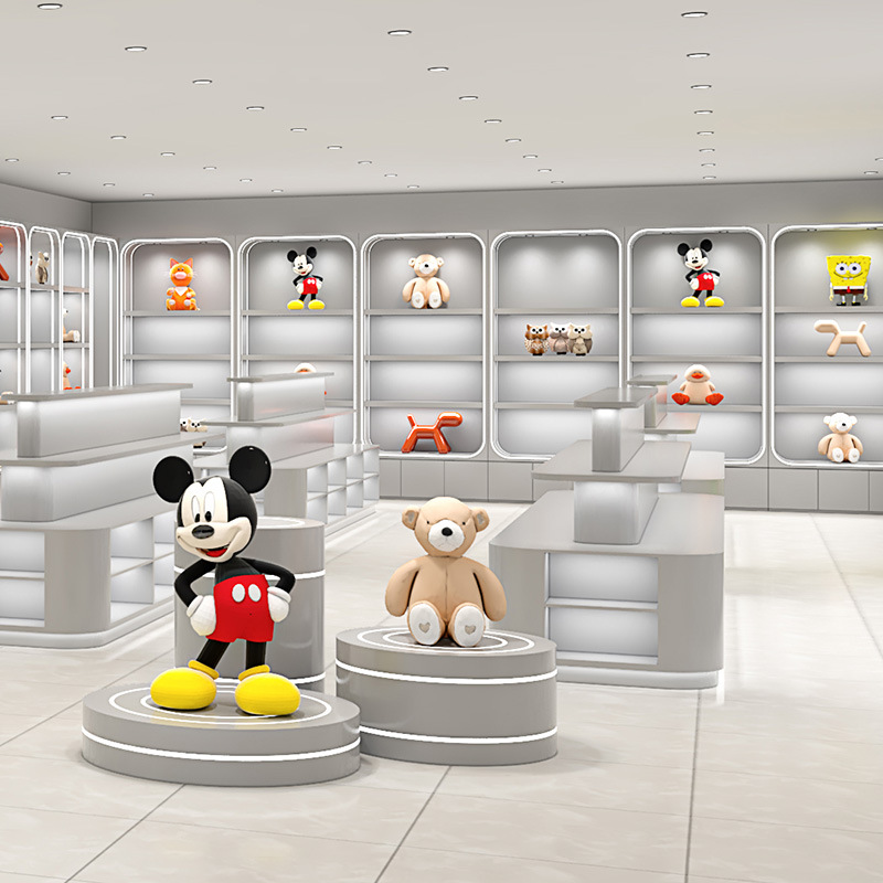Modern Custom Wood Doll Display Cabinet Plush Toy Container Figurine Gift Shelf Sample Exhibition Hall Eco-Friendly