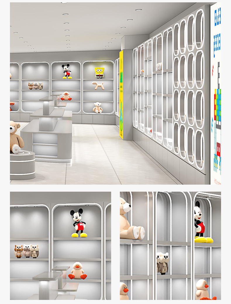 Modern Custom Wood Doll Display Cabinet Plush Toy Container Figurine Gift Shelf Sample Exhibition Hall Eco-Friendly